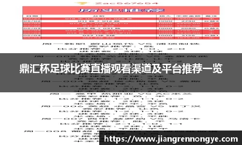 鼎汇杯足球比赛直播观看渠道及平台推荐一览